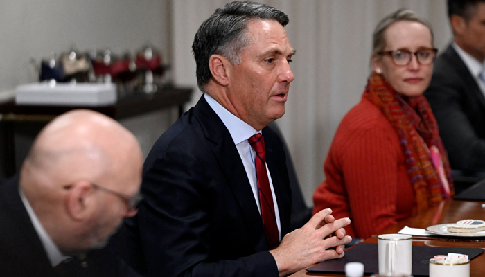 Australian Deputy Prime Minister and Minister of Defense Richard Marles (C) meets with US Defense Secretary Lloyd Austin (not pictured) at the Pentagon in Washington, DC, on February 3, 2023. — AFP