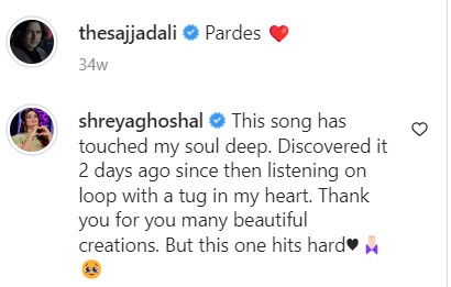 Bollywood singer Shreya Ghoshal listens to Sajjad Alis THIS song on loop