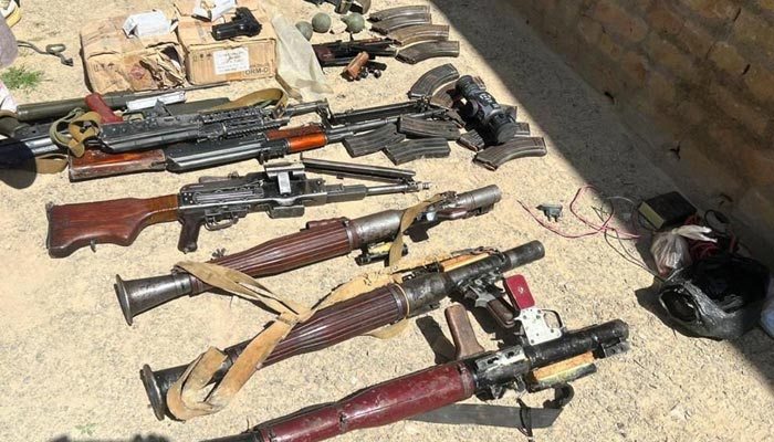 Image of weapons and ammunition recovered during an extensive search and sanitisation operation in Balochistan’s Chaman area on March 19, 2023. — ISPR