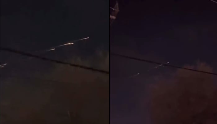 A screengrab from the video showing the streaks of light over California. — Twitter/@commandenteSD