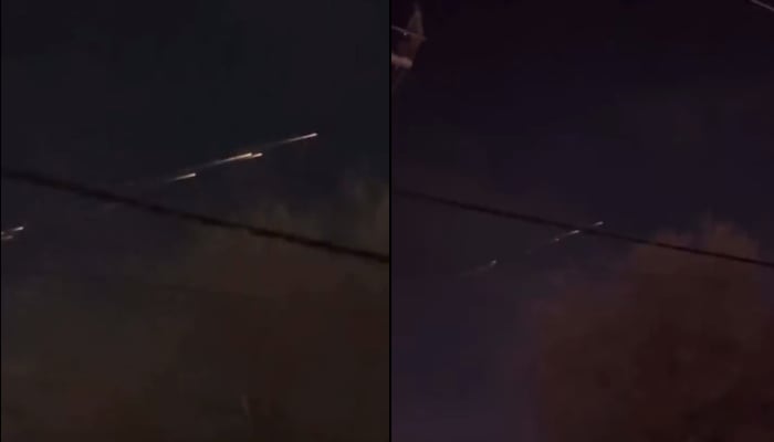 A screengrab from the video showing the streaks of light over California. — Twitter/commandenteSD