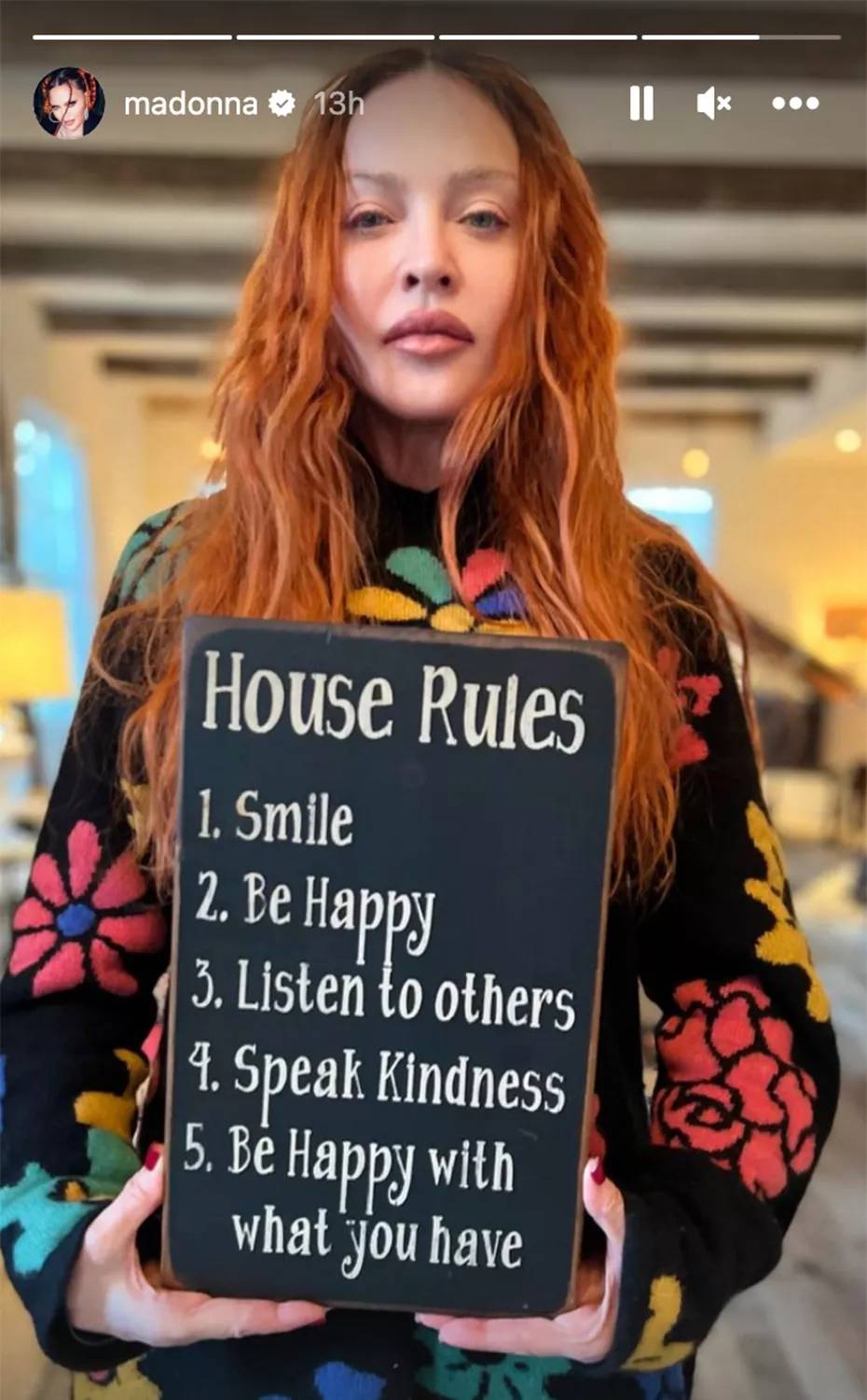 Madonna suggests five simple house rules for her children: Read