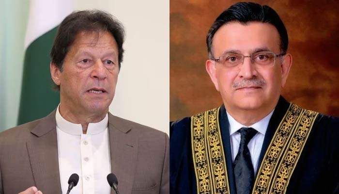 PTI Chairman Imran Khan (left) and CJP Umar Ata Bandial. — Reuters/SC/File