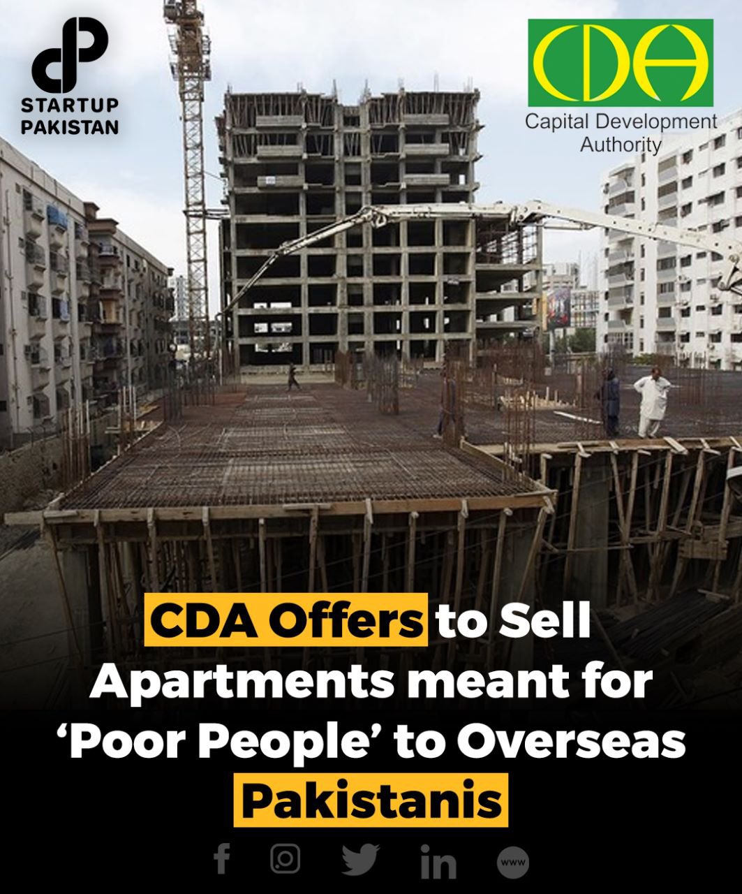 A graphic, being shared online, with claims that apartments launched by Imran Khan for low-income families are being sold to overseas Pakistanis.