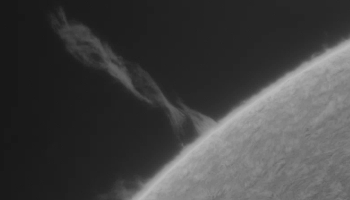 The eruption of solar plasma can be seen in this picture that was captured on March 17. — Twitter/AJamesMcCarthy