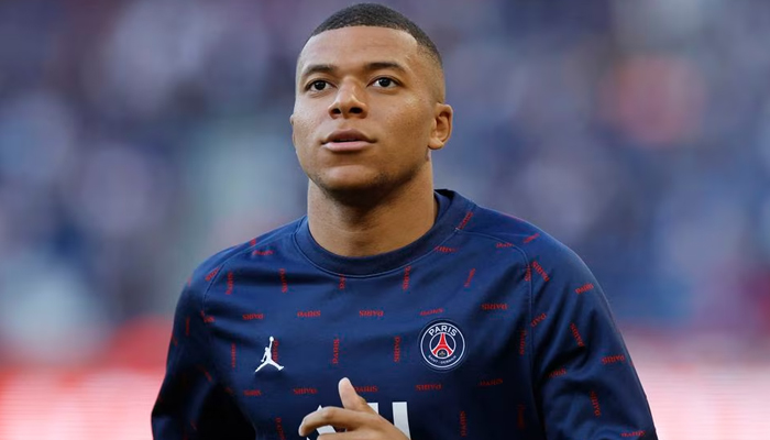 Paris St Germains Kylian Mbappe during the warm-up before the match. — Reuters.File