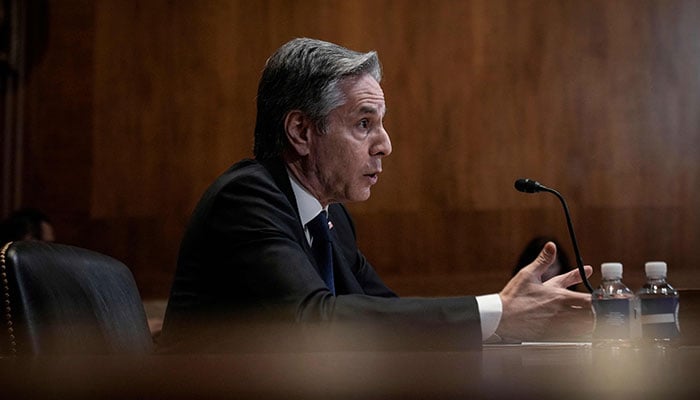 WASHINGTON, DC - MARCH 22: U.S. Secretary of State Antony Blinken testifies during a Senate Appropriations State-Foreign Operations Subcommittee hearing on Capitol Hill March 22, 2023.—AFP