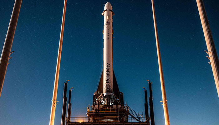 In this handout photo from Relativity Space obtained on March 10, 2023, the Terran 1 rocket can be seen on the launch pad at Launch Complex 16 in Cape Canaveral, Florida. AFP/File