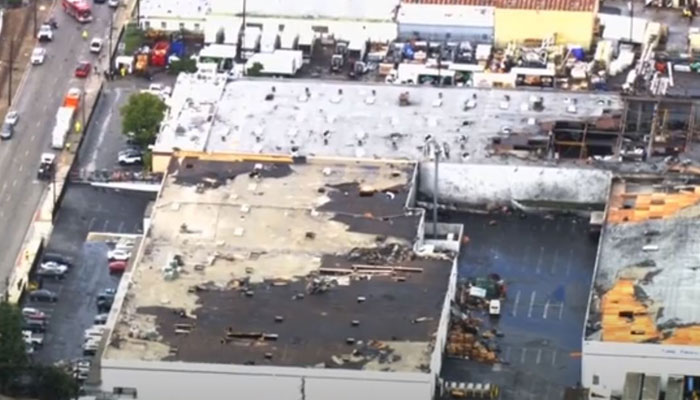 A topshot of an area in California after a wild tornado ripped through the city on March 22, 2023. Twitter