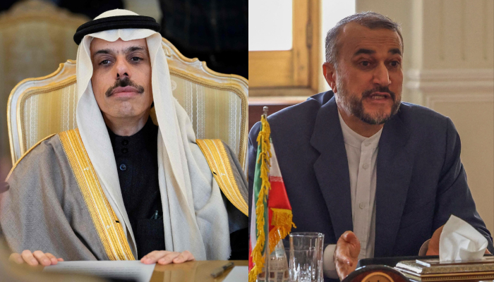 Saudi foreign minister, Prince Faisal bin Farhan (left) and his Iranian counterpart Hossein Amir-Abdollahian. — AFP/File