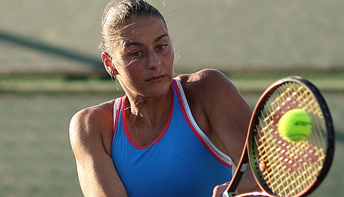 Marta Kostyuk of Ukraine in a practice session during the BNP Paribas Open on March 15, 2023 in Indian Wells, California. AFP