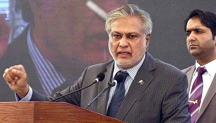 Finance Minister Ishaq Dar addressing a seminar. — APP/File