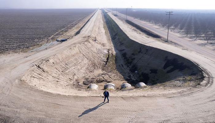 Don Cameron stands next to one of his flood capture projects on his Terranova Ranch in Helm, California, US. — Reuters/File