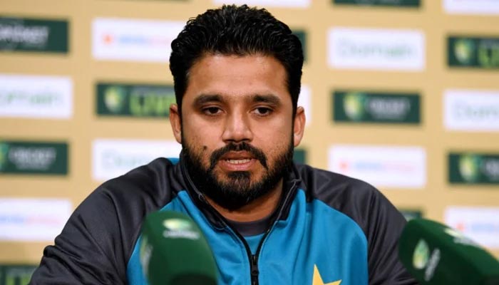 An undated image of former Test cricketer Azhar Ali addressing a press conference. — Cricket Australia/File