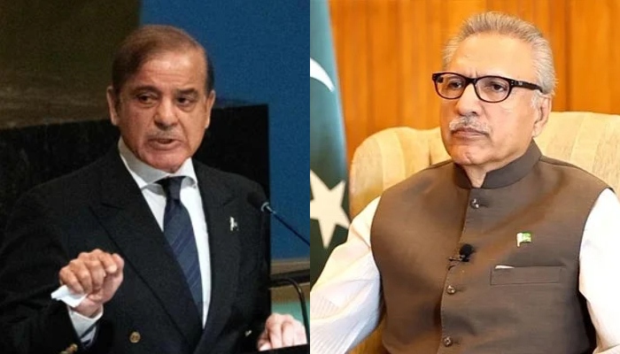Prime Minister Shehbaz Sharif (L) and President Arif Alvi (R). — AFP/PID