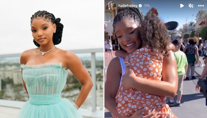 Halle Bailey meets ‘The Little Mermaid’ fan in Disney World, ‘she made me cry’
