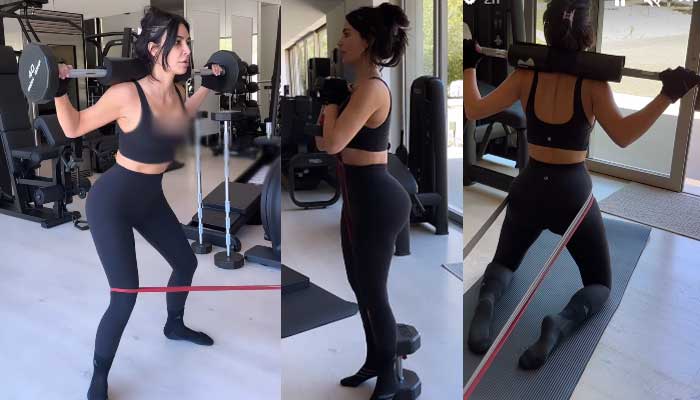 Kim Kardashian takes fans through steps of her morning weight workout