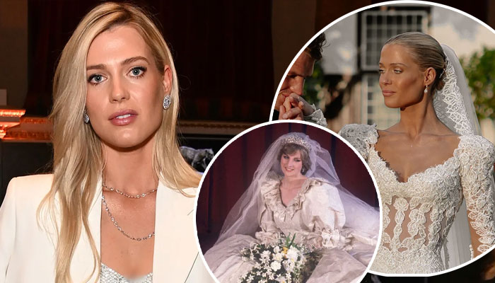 Amelia Spencer’s wedding dress had sweet detail linking to Princes Diana