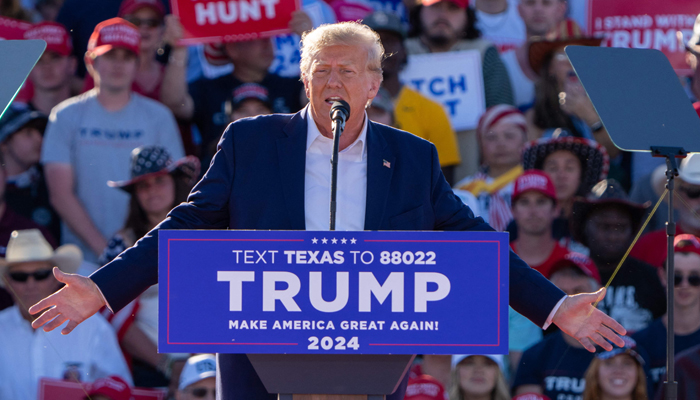 Former US President Donald Trump speaks during a 2024 election campaign rally in Waco, Texas, March 25, 2023. — AFP