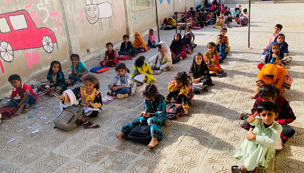 Students seated in line before their class begins at The Education House. — Photo by Sufiyan Ahmad