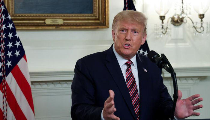 Former US President Donald Trump delivers remarks on judicial appointments during a brief appearance in the Diplomatic Room at the White House in Washington, US. — Reuters/File