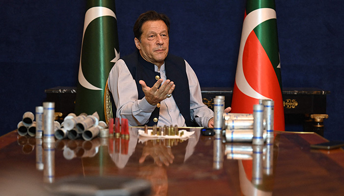 Former prime minister Imran Khan speaks during an interview with AFP at his residence in Lahore on March 15, 2023. — AFP
