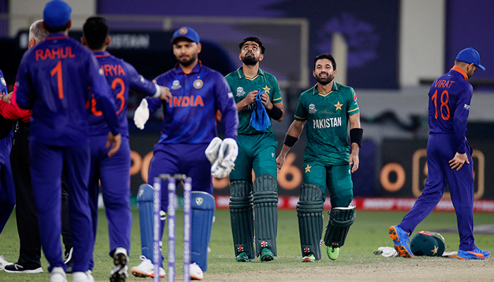 Cricket - ICC Mens T20 World Cup 2021 - Super 12 - Group 2 - India v Pakistan - Dubai International Stadium, Dubai, United Arab Emirates - October 24, 2021 Pakistans Mohammad Rizwan and Babar Azam celebrate after winning the match. — Reuters