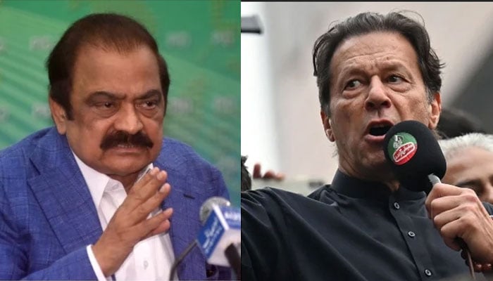 Minister for Interior Rana Sanaullah (left) and PTI Chairman Imran Khan. — APP/AFP/File