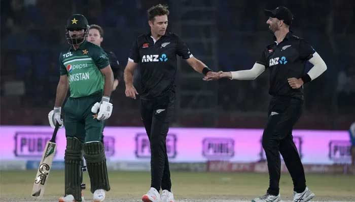 New Zealand players celebrating a wicket during match against Pakistan in this undated picture. — PCB