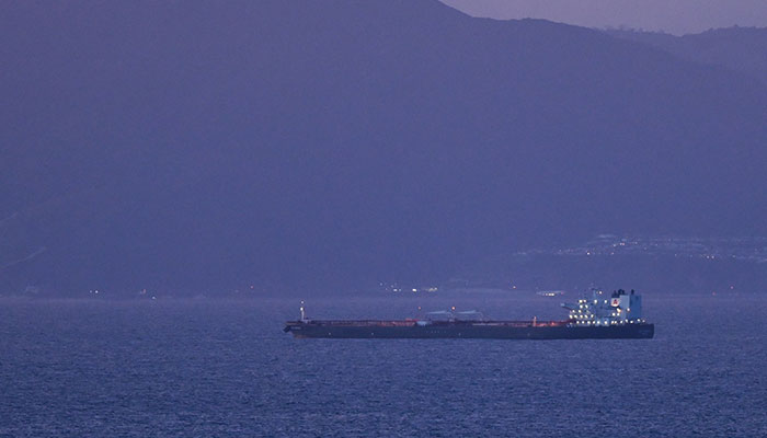 An oil tanker docked off shore in the Pacific Ocean along the Los Angeles area coastline in the Santa Monica Bay as seen from Palos Verdes Estates, California on March 6, 2023.—AFP