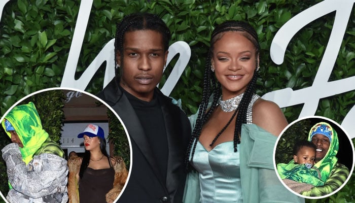 Rihanna shows off her baby bump as she steps out for dinner with family