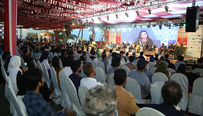 Participants at Karachi Literature Festival listening to a panel. — OUP/File