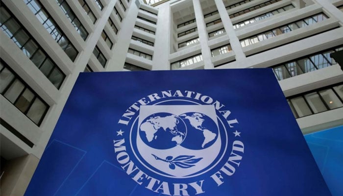 An undated image of the International Monetary Fund (IMF) board placed in front of its headquarters.—Reuters/File
