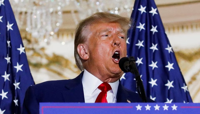 Former US President Donald Trump delivers remarks on the day of his court appearance in New York after being indicted by a Manhattan grand jury following a probe into hush money paid to adult film star Stormy Daniels, in Palm Beach, Florida, US. — Reuters