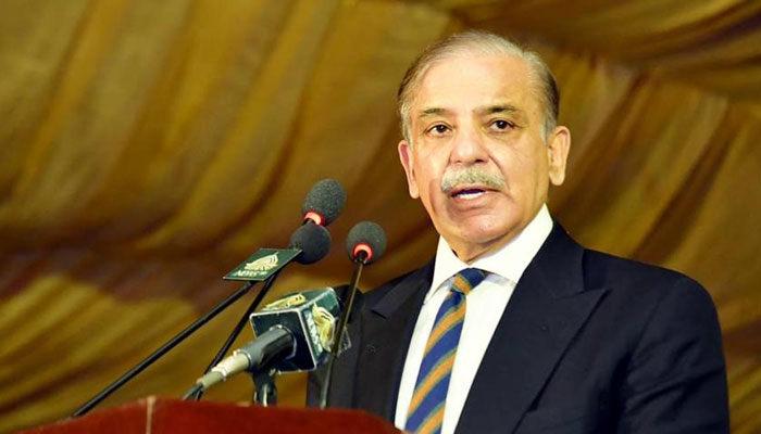 Prime Minister Shehbaz Sharif addresses at the inaugural ceremony of Islamabad Lawyers Complex on April 6, 2023. — PID