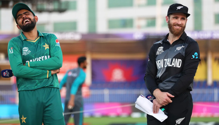 Pakistans all-format captain Babar Azam (left) with New Zealand counterpart Kane Williamson in this undated photo. — ICC