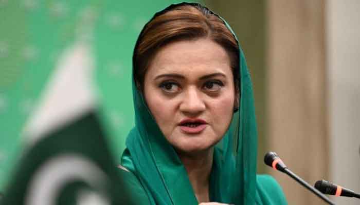 Minister for Information and Broadcasting Marriyum Aurangzeb addressing a press conference in Islamabad. APP/File