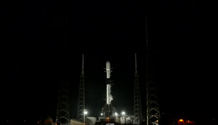 SpaceXs Falcon 9 seconds before its launch on April 7, 2023. — Screengrab/Twitter/@SpaceX