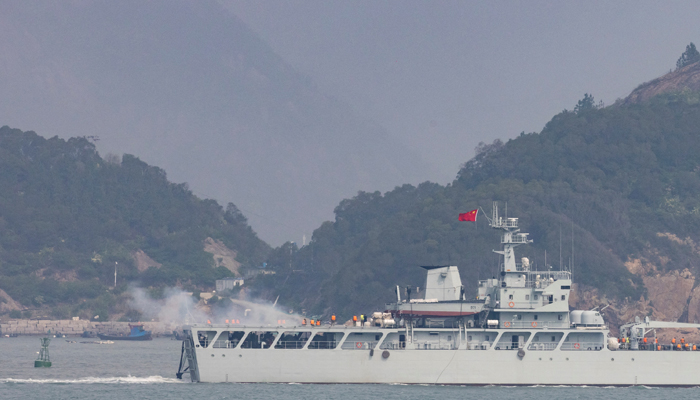 A Chinese warship fires towards the shore during a military drill near Fuzhou near the Taiwan-controlled Matsu Islands that are close to the Chinese coast, China, April 8, 2023. — Reuters