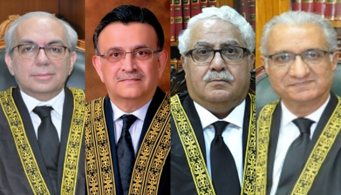 Justice Munib Akhtar, Chief Justice of Pakistan Umar Ata Bandial, Justice Sayyed Mazahar Ali Akbar Naqvi and Justice Ijaz ul Ahsan. — Supreme Court website