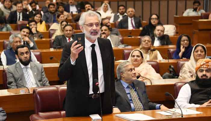 Justice Qazi Faez Isa speaking at the floor of the National Assembly. — NA Facebook