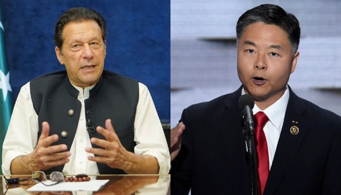 PTI Chairman Imran Khan (L) and US Congressman Ted W Lieu (R). — Instagram/AFP/imrankhan.pti