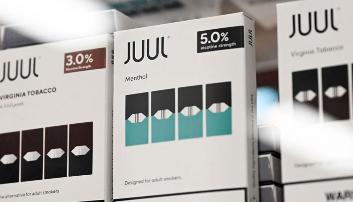 JUUL Labs Inc. Virginia tobacco and menthol flavored vaping e-cigarette products are displayed in a convenience store on June 23, 2022 in El Segundo, California. AFP/File