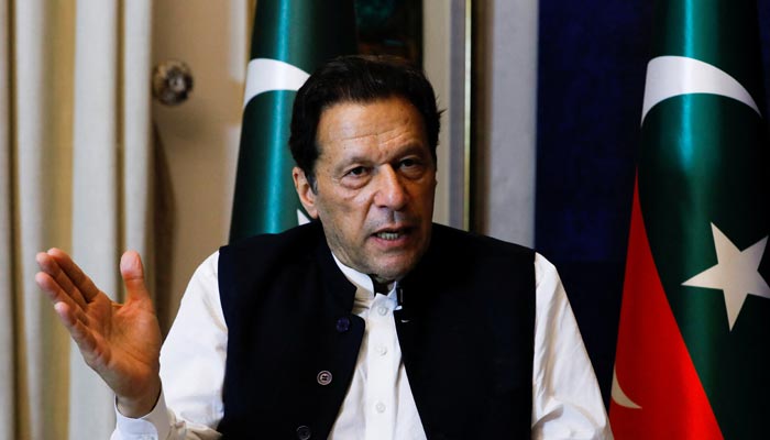 Former prime minister Imran Khan, gestures as he speaks with Reuters during an interview, in Lahore, Pakistan March 17, 2023. — Reuters