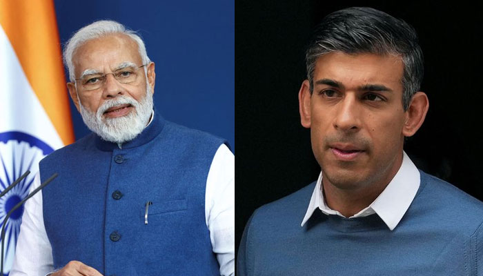 Indian Prime Minister Narendra Modi (left) and UK Premier Rishi Sunak. — Reuters/File