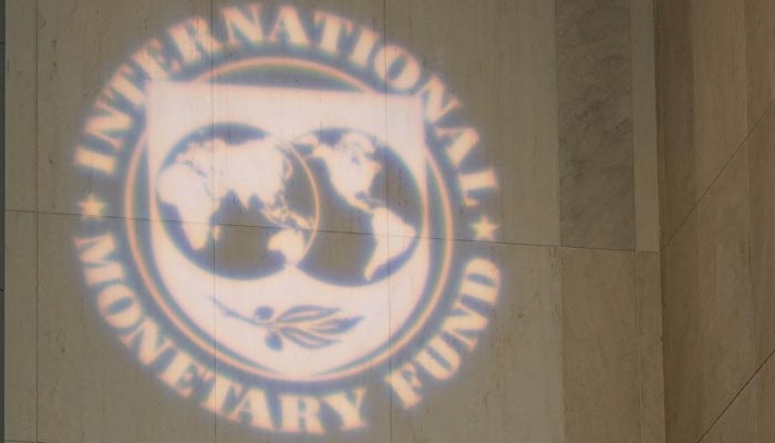 International Monetary Fund logo displayed at a wall in Washington, US, April 12, 2023. — Reuters