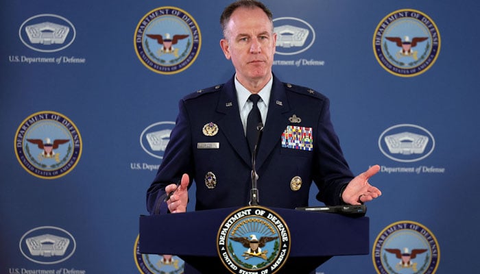 US Department of Defense Press Secretary Gen. Patrick S. Ryder speaks at a press conference at the Pentagon on April 13, 2023, in Arlington, Virginia. — AFP