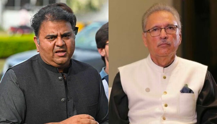 PTI Senior Vice-President Fawad Chaudhry (left) and President Arif Alvi. — AFP/APP