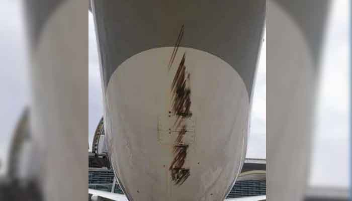 This picture shows scratches on the aircrafts tail. — www.jang.com.pk
