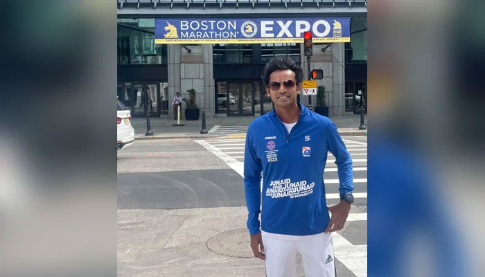 Junaid became the first Pakistani journalist to run the Boston Marathon. — Twitter/@MuhammadJunaid